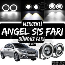 ŞüsCarOto Aksesuar Peugeot 301 2012-2021 Uyumlu Üniversal Mercekli Angel Sis Farı Metal Su Geçirmez 76 mm Beyaz Halkalı Gündüz Farı Angel Eyes 2 Adet