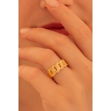 Osmanlı Gümüş Kadın Gümüş Yüzük - 22 Ayar Gerçek Altın Kaplama (Kararmaz) Taşlı Gurmet Model Gümüş Yüzük