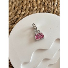 NV Accessories Çelik Pndr Pembe Çanta Charm Model Zirkon Taşlı