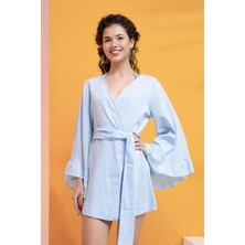 Xclsv %100 Pamuk Volanlı Kuşaklı Kimono