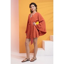 Xclsv %100 Pamuk Volanlı Kuşaklı Kimono