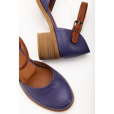 Analin Shoes Kadın Deri Bilekten Bağlı Sandalet 2888 Sandalet Mulled/mor 39