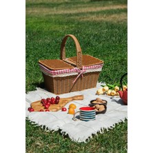 Sepetçi Baba Adel - Piknik Sepeti Plastik Hasır Görünümlü Kahverengi- 52898