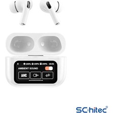 Schitec A88 Pro OLED Ekranlı Anc/enc Destekli 5.0 Beyaz Bluetooth Kulaklık Beyaz