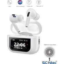 Schitec A88 Pro OLED Ekranlı Anc/enc Destekli 5.0 Beyaz Bluetooth Kulaklık Beyaz