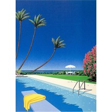 Jeronkarji Hiroshi Nagai Mavi Tablo Ahşap Poster Dekoratif