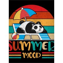 Jeronkarji Yaz Havası Panda-Komik Hayvanlar Tipografi Tablo Ahşap Poster Dekoratif