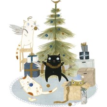 Jeronkarji Noel Ağacının Süslenmesi Tablo Ahşap Poster Dekoratif