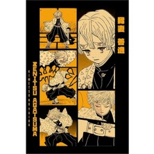 Jeronkarji Zenitsu Demon Slayer Manga Panel Tasarımı Tablo Ahşap Poster Dekoratif