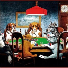 Jeronkarji Odada Poker Oynayan Köpekler Tablo Ahşap Poster Dekoratif