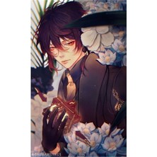 Jeronkarji Zhongli Genshin Etkisi Tablo Ahşap Poster Dekoratif