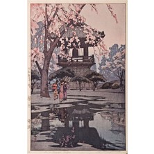 Jeronkarji Bir Tapınak Avlusunda, Hiroshi Yoshida Tablo Ahşap Poster Dekoratif