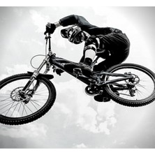 Jeronkarji Siyah Beyaz Dağ Bisikleti Tablo Ahşap Poster Dekoratif