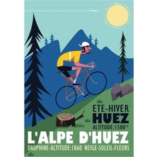 Jeronkarji L'alpe D'huez Bisikletçi Posteri Tablo Ahşap Poster Dekoratif