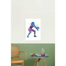 Jeronkarji Kız Voleybol Suluboya Resim Sal Baskı Spor Hediyeleri Tablo Ahşap Poster Dekoratif
