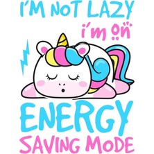 Jeronkarji Tembel Değilim Enerji Tasarrufu Modundayım, Sevimli Tek Boynuzlu At-Komik Hayvan Ahşap Poster