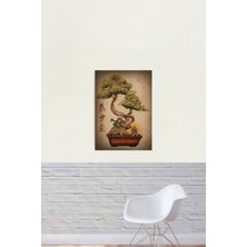 Jeronkarji Bonsai Kurbağa Tablo Ahşap Poster Dekoratif