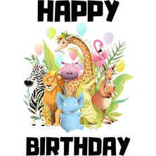 Jeronkarji Mutlu Yıllar Hayvanat Bahçesi Hayvanları Tablo Ahşap Poster Dekoratif