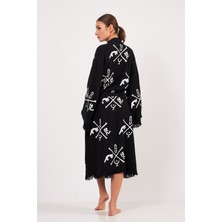 bebekokusu Göbeklitepe Taş Baskılı Pamuklu Müslin Kimono Siyah