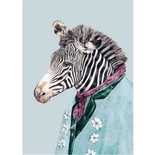 Jeronkarji Zebra Mavi Tablo Ahşap Poster Dekoratif