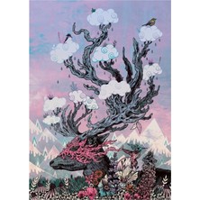 Jeronkarji Journeying Spirit (Geyik) Gün Batımı Tablo Ahşap Poster Dekoratif