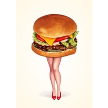 Jeronkarji Çizburger Pin-Up Tablo Ahşap Poster Dekoratif