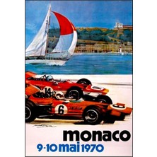 Jeronkarji Monako : Vintage 1970 Otomobil Yarışı Reklam Baskısı Tablo Ahşap Poster Dekoratif