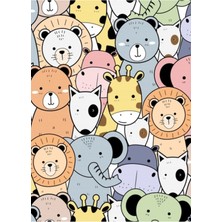 Jeronkarji Sevimli Hayvanlar Karakterler Dikişsiz Desen Tablo Ahşap Poster Dekoratif