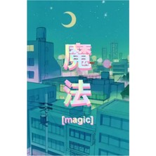 Jeronkarji Mahou Gece Anime Gökyüzü Tablo Ahşap Poster Dekoratif