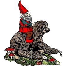 Jeronkarji Gnome Tembel Bir Şeye Biniyor Tablo Ahşap Poster Dekoratif