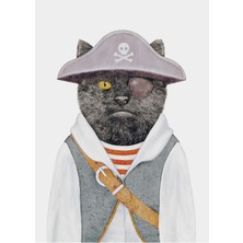 Jeronkarji Korsan Kedi Tablo Ahşap Poster Dekoratif