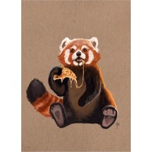 Jeronkarji Pizza Panda Tablo Ahşap Poster Dekoratif
