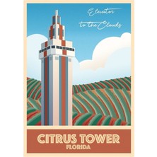 Jeronkarji Narenciye Kulesi Retro Poster Tablo Ahşap Poster