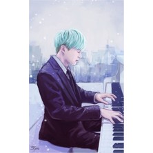 Jeronkarji Piyano Adam Yoongi Tablo Ahşap Poster Dekoratif KOD2890