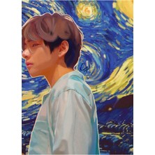 Jeronkarji Yıldızlı Gece - Bts V Tablo Ahşap Poster Dekoratif KOD2287