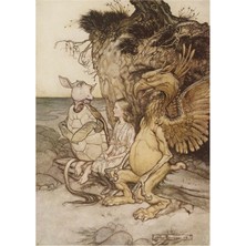 Jeronkarji Alice'in Harikalar Diyarında Maceraları Arthur Rackham Sahte Kaplumbağa Grifon Ahşap Poster