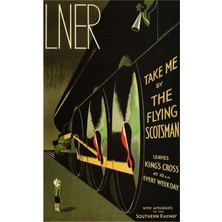 Jeronkarji Lner Beni Uçan Iskoçyalı Trene Götür Reklam Demiryolu Tablo Ahşap Poster Dekoratif