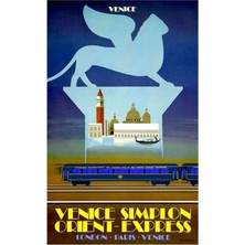 Jeronkarji Venedik Sımplon Orıent Express; Seyahat Reklam Baskısı Tablo Ahşap Poster Dekoratif
