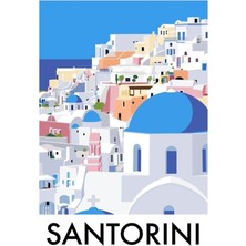Jeronkarji Santorini Seyahat Posteri Tablo Ahşap Poster Dekoratif