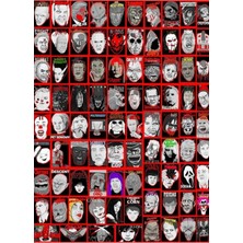 Jeronkarji Korku Yüzleri Kolaj Sanatı Tablo Ahşap Poster Dekoratif