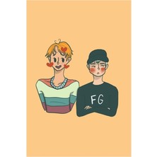 Jeronkarji Emoji Serisi - Sope (Turuncu Fon) Tablo Ahşap Poster Dekoratif KOD783