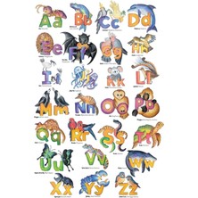 Jeronkarji Avustralya Hayvan Alfabesi Tablo Ahşap Poster Dekoratif