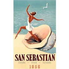 Jeronkarji San Sebastian Ispanya Seyahat Poster Tablo Ahşap Poster Dekoratif