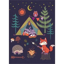 Jeronkarji Woodland Animals Campout Tablo Ahşap Poster Dekoratif