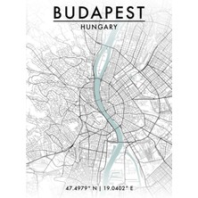 Jeronkarji Budapeşte Şehir Haritası Tablo Ahşap Poster Dekoratif