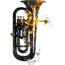 Jeronkarji Euphonium Müzik Sanatı Altın ve Siyah #euphonium #müzik Tablo Ahşap Poster Dekoratif