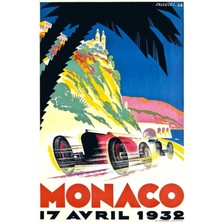 Jeronkarji 1932 Monaco Grand Prix Otomobil Yarışı Poster Tablo Ahşap Poster Dekoratif
