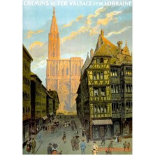 Jeronkarji Strasbourg Fransa Seyahat Poster 1930 Tablo Ahşap Poster Dekoratif