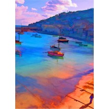 Jeronkarji Fare Deliği Limanı, Cornwall - Birleşik Krallık Tablo Ahşap Poster Dekoratif