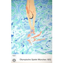 Jeronkarji Münih Olimpiyat Dalgıç Posteri David Hockney - 1972 Tablo Ahşap Poster Dekoratif
